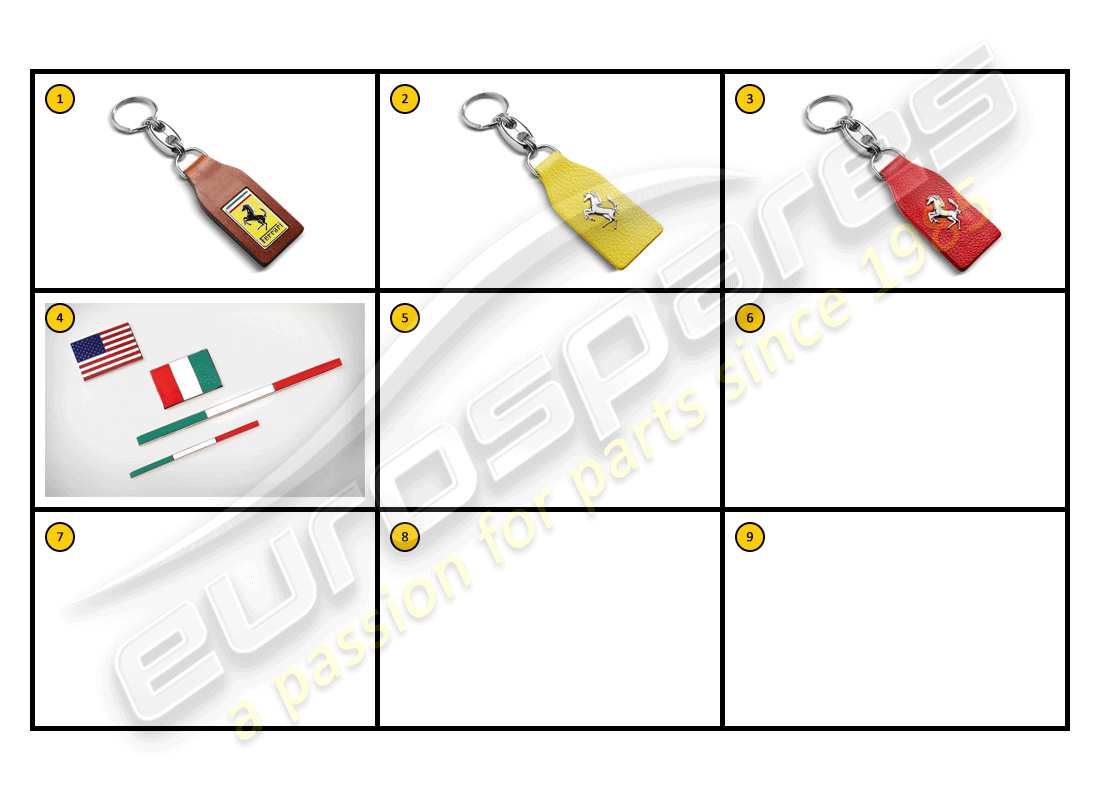 ferrari ff (accessories) badges and keyrings parts diagram