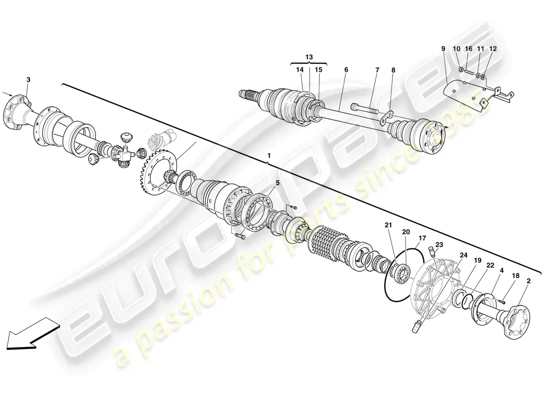 ferrari f430 spider (usa) differential and axle shaft parts diagram