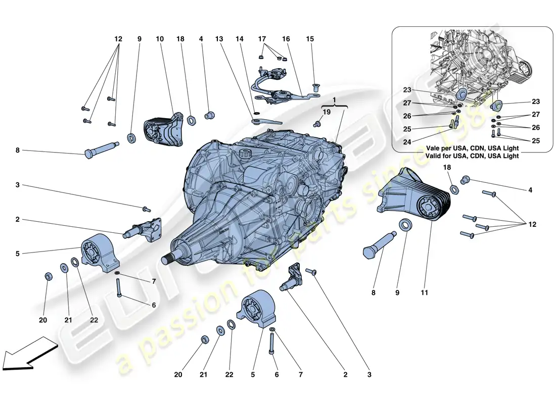 ferrari gtc4 lusso (rhd) gearbox housing parts diagram