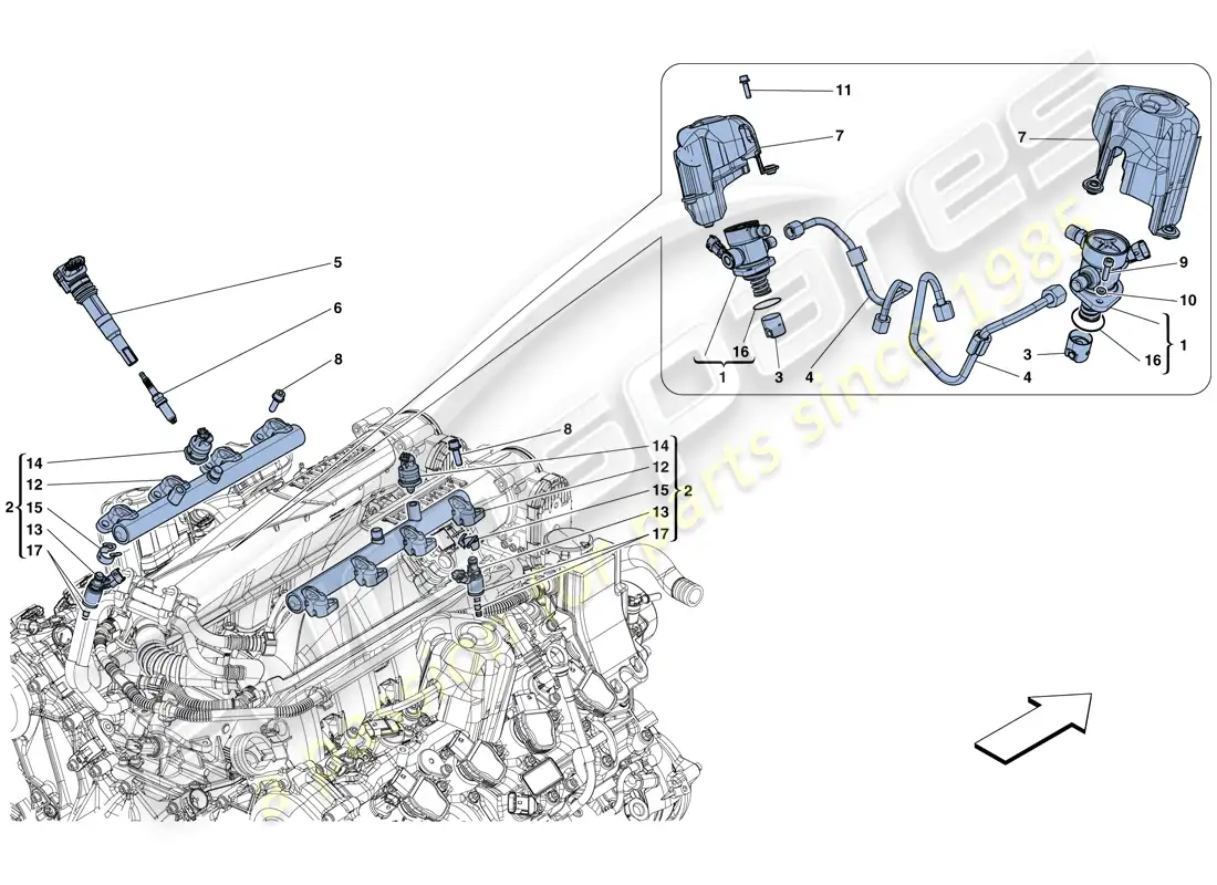 ferrari california t (rhd) injection - ignition system parts diagram