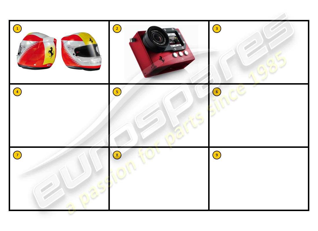 ferrari california (accessories) racing - general parts diagram