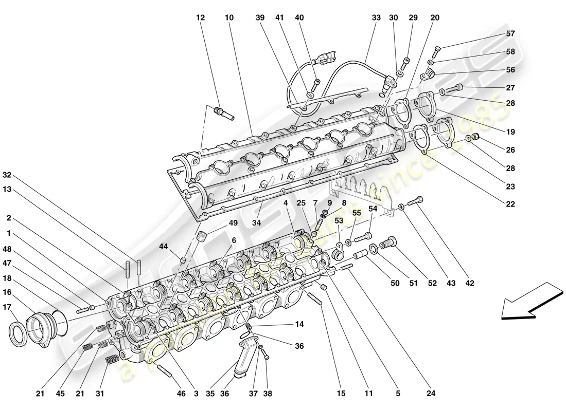 ferrari 612 sessanta (rhd) left hand cylinder head parts diagram