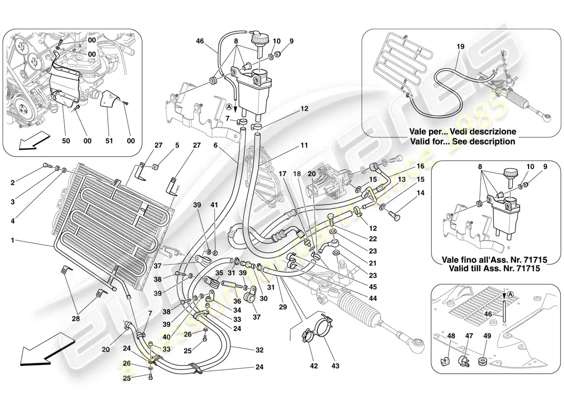 ferrari 612 sessanta (europe) hydraulic fluid reservoir for power steering system and coil parts diagram