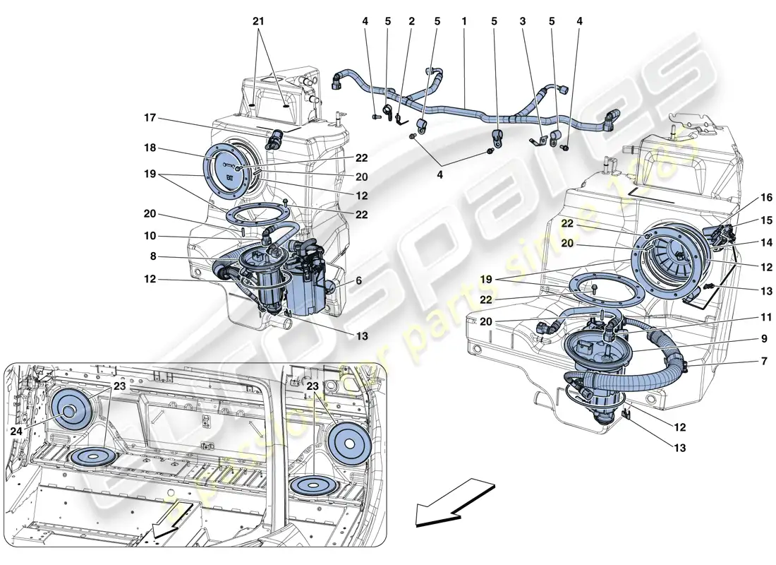 ferrari 488 spider (europe) fuel system pumps and pipes parts diagram