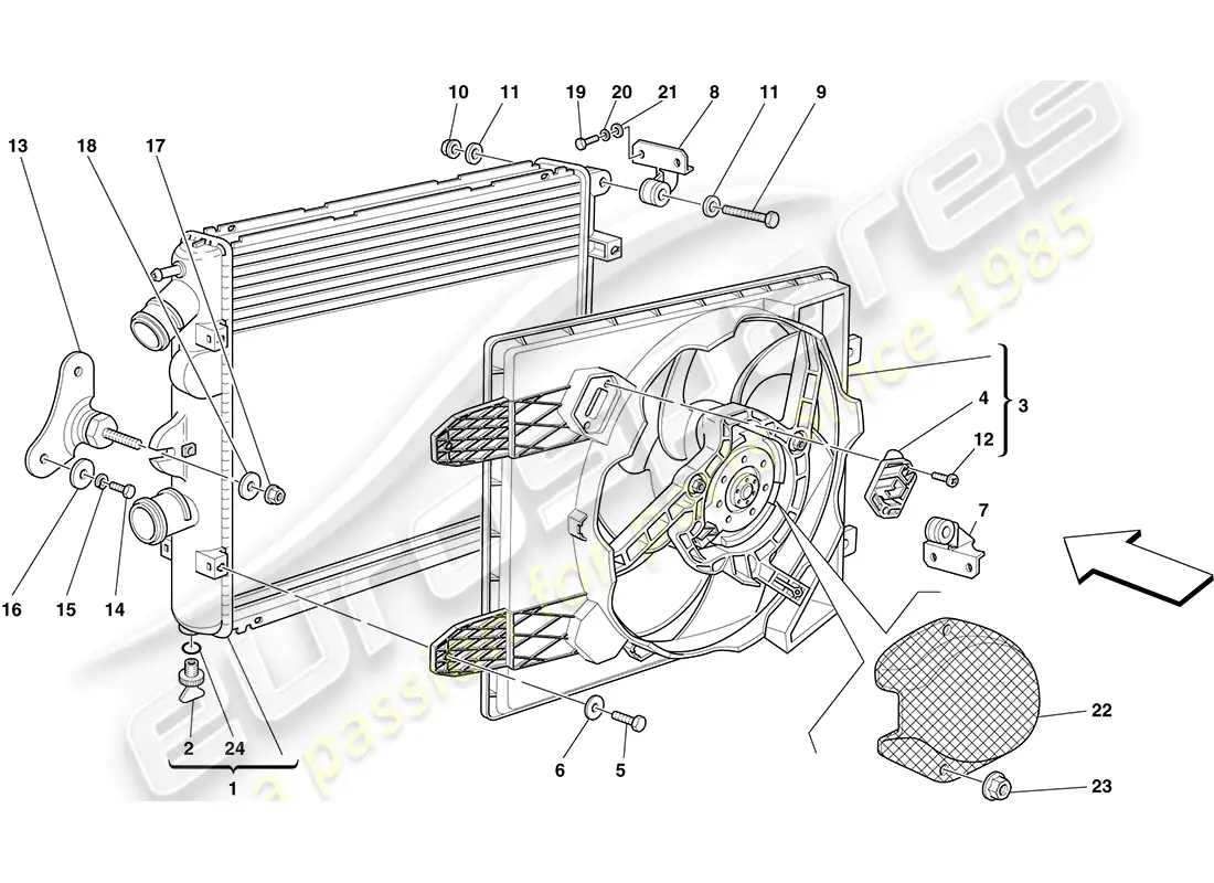 ferrari f430 coupe (rhd) cooling system radiators parts diagram