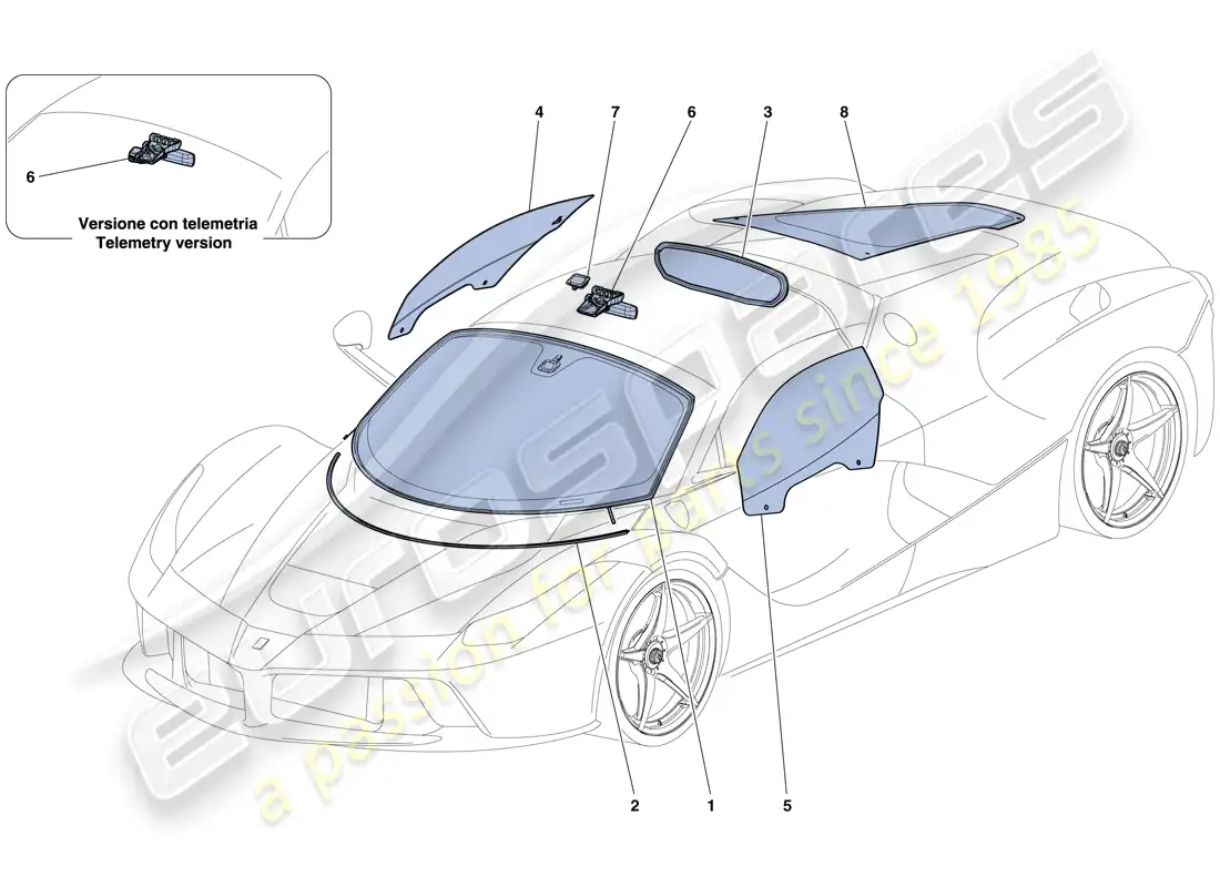 ferrari laferrari aperta (europe) windows and screens parts diagram