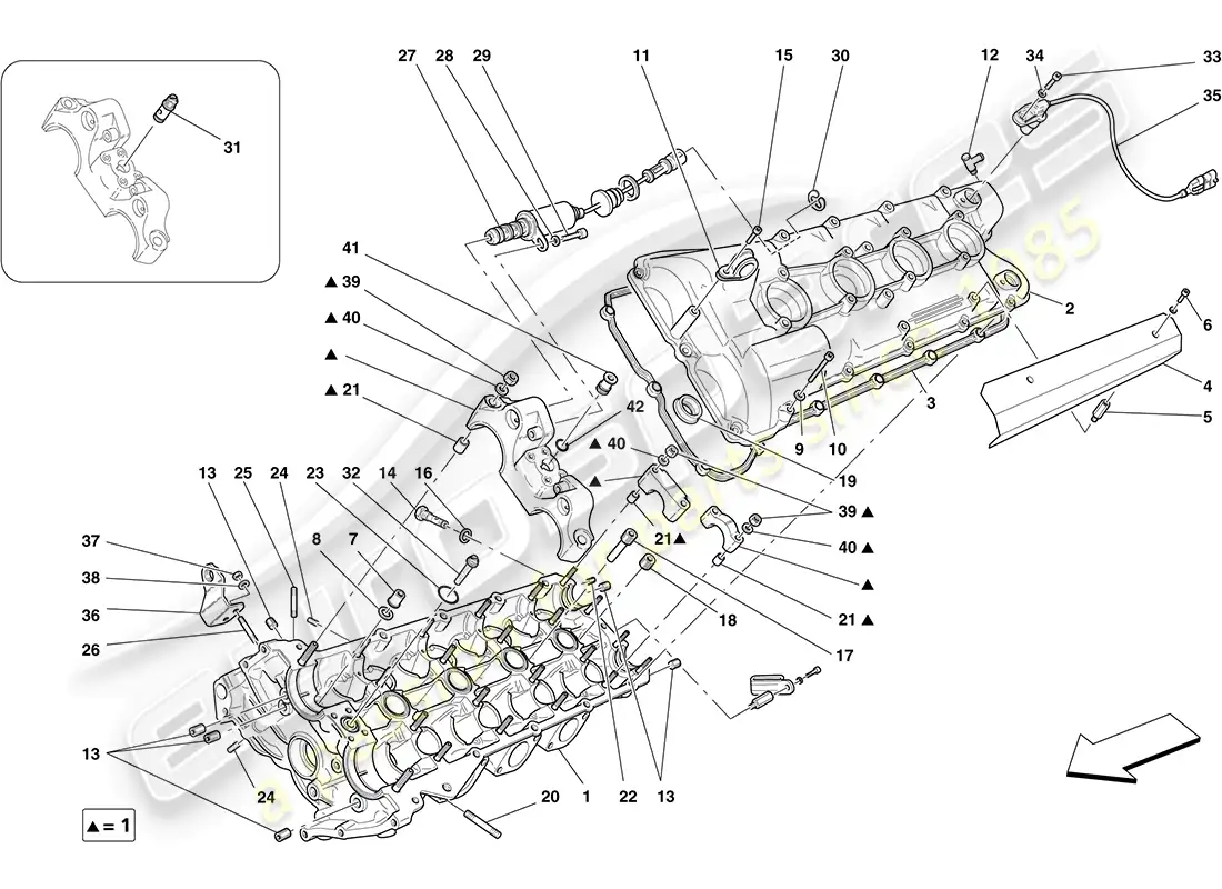 ferrari f430 coupe (usa) left hand cylinder head parts diagram