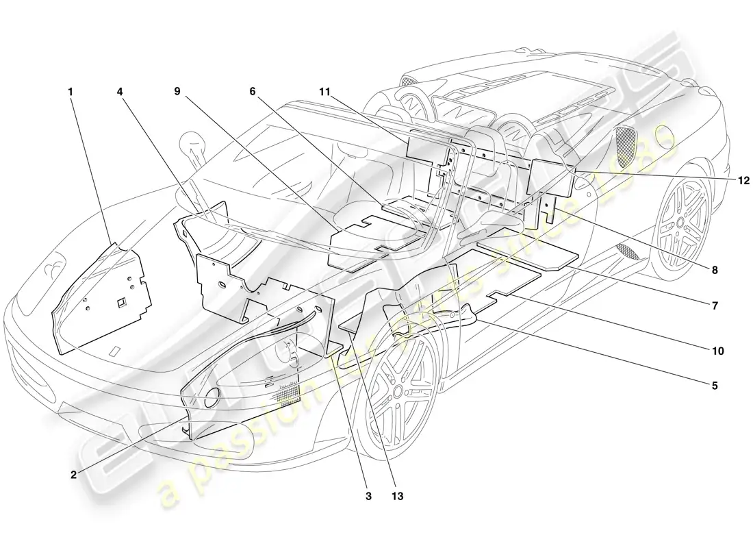 ferrari f430 spider (usa) insulation parts diagram