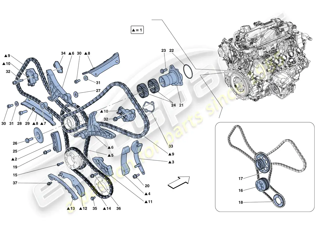 ferrari california t (europe) timing system - drive parts diagram