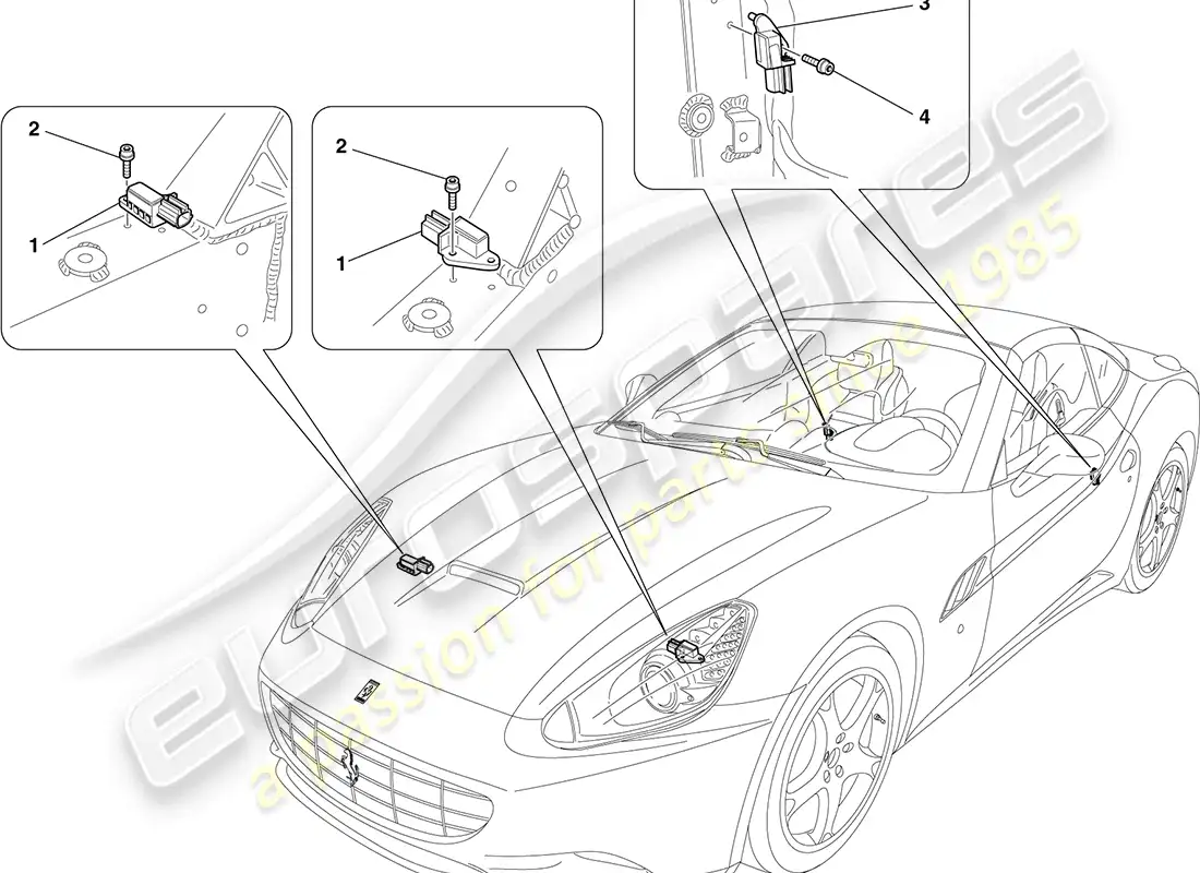 ferrari california (europe) airbag system parts diagram