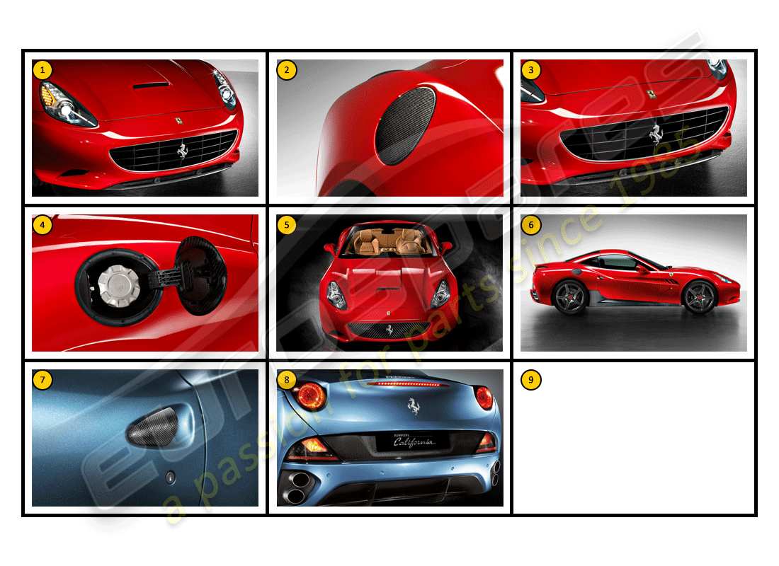 ferrari california (accessories) exterior - body parts diagram