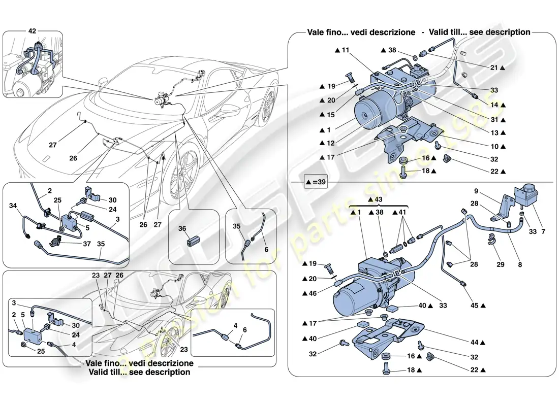 ferrari 458 italia (rhd) vehicle lift system parts diagram