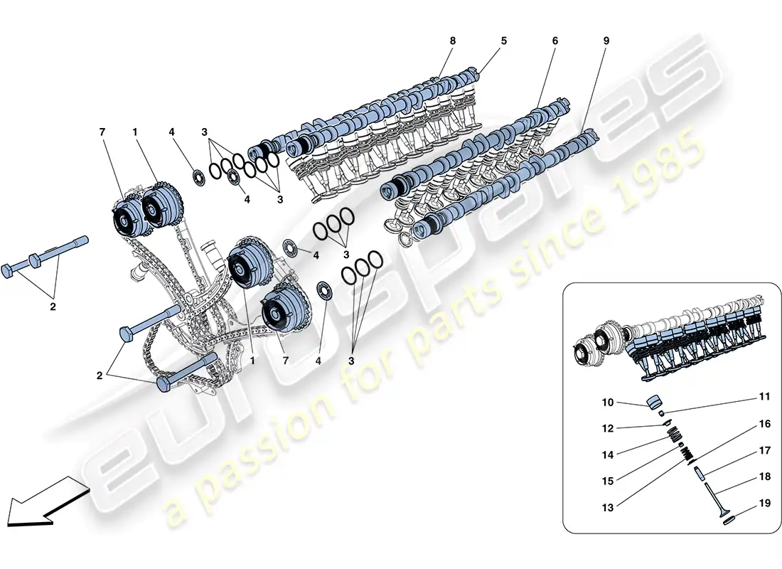 ferrari ff (europe) timing system - tappets parts diagram