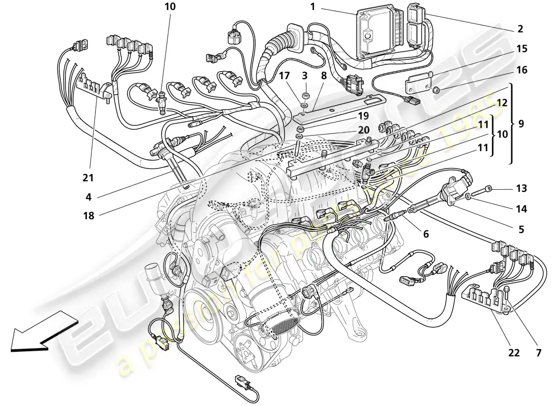 maserati trofeo injection system - ignition parts diagram