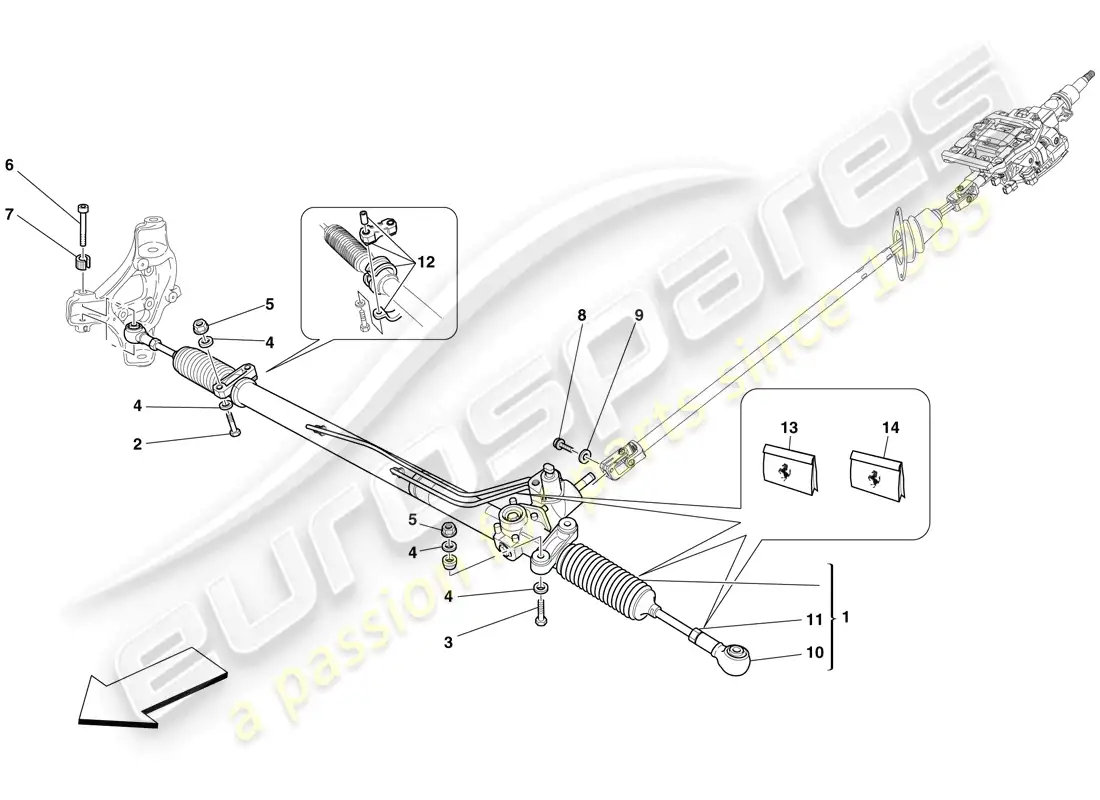 ferrari 599 sa aperta (europe) hydraulic power steering box parts diagram