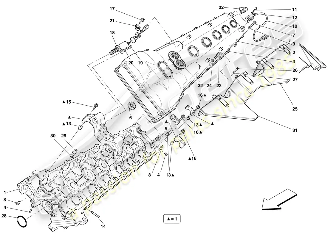 ferrari 599 sa aperta (europe) left hand cylinder head parts diagram