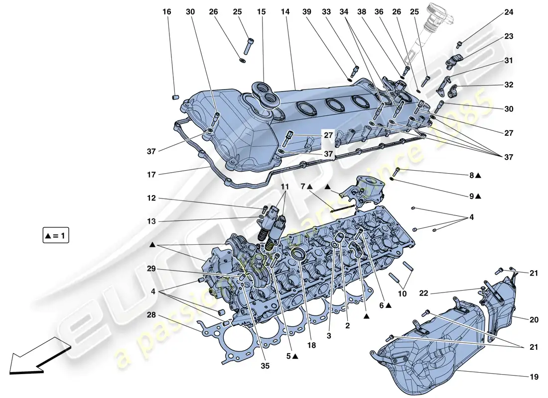 ferrari 812 superfast (rhd) left hand cylinder head parts diagram