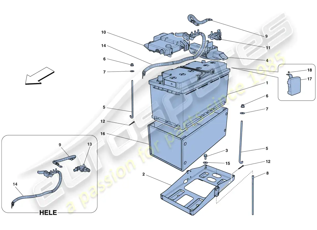 ferrari f12 tdf (usa) battery parts diagram