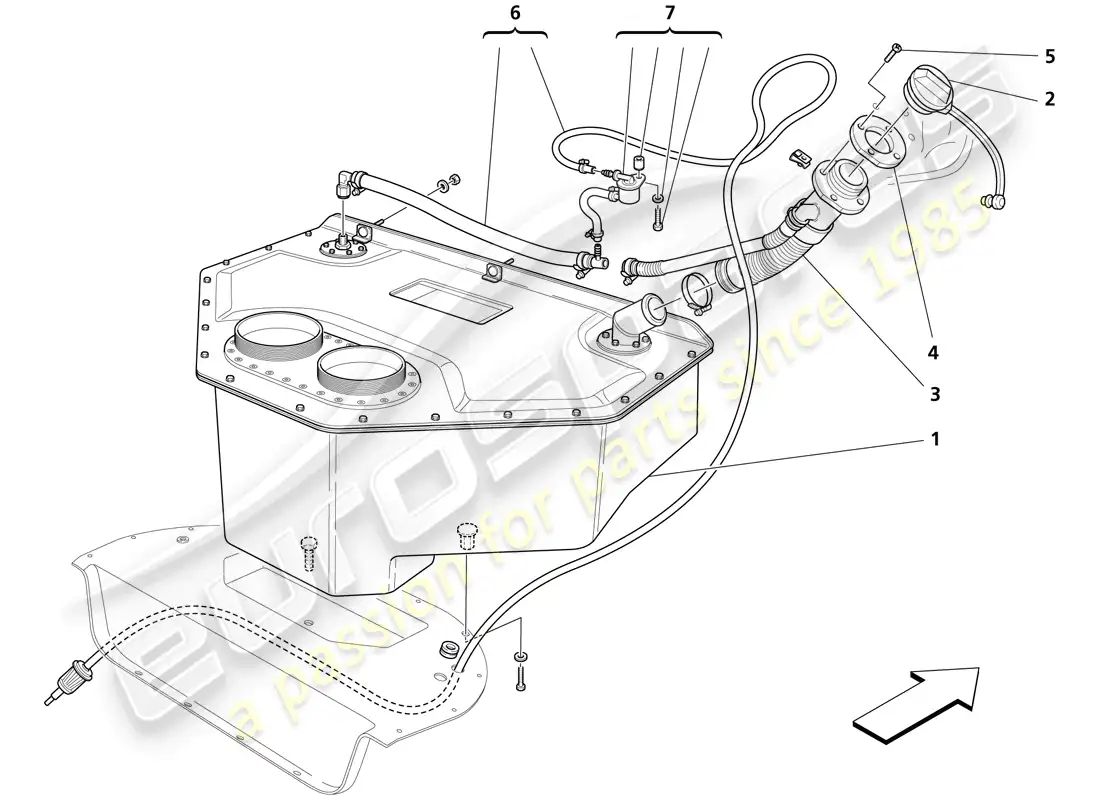maserati trofeo fuel tanks and union parts diagram