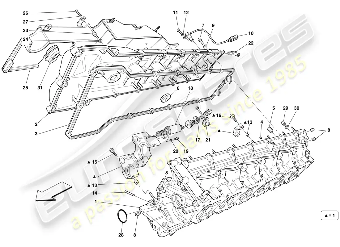 ferrari 599 sa aperta (europe) right hand cylinder head parts diagram