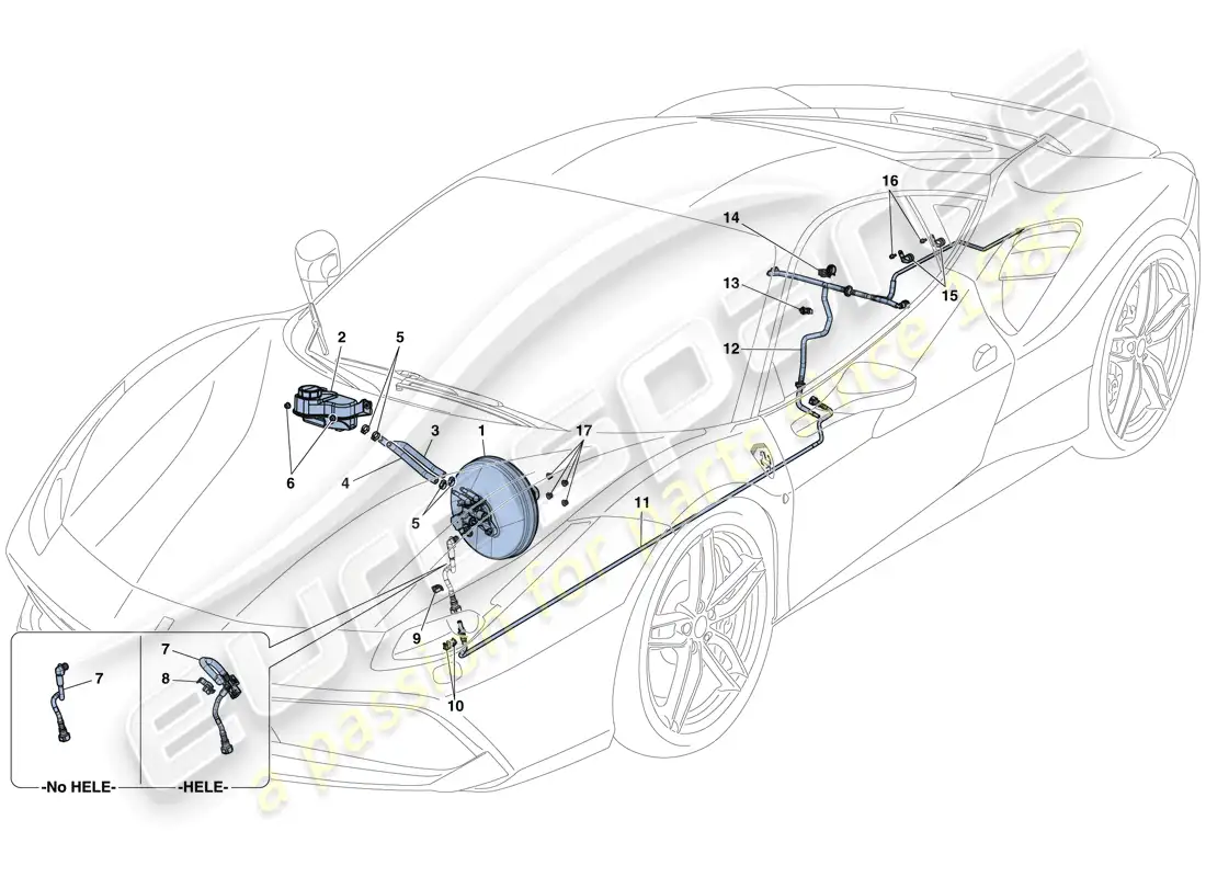 ferrari 488 gtb (rhd) servo brake system parts diagram