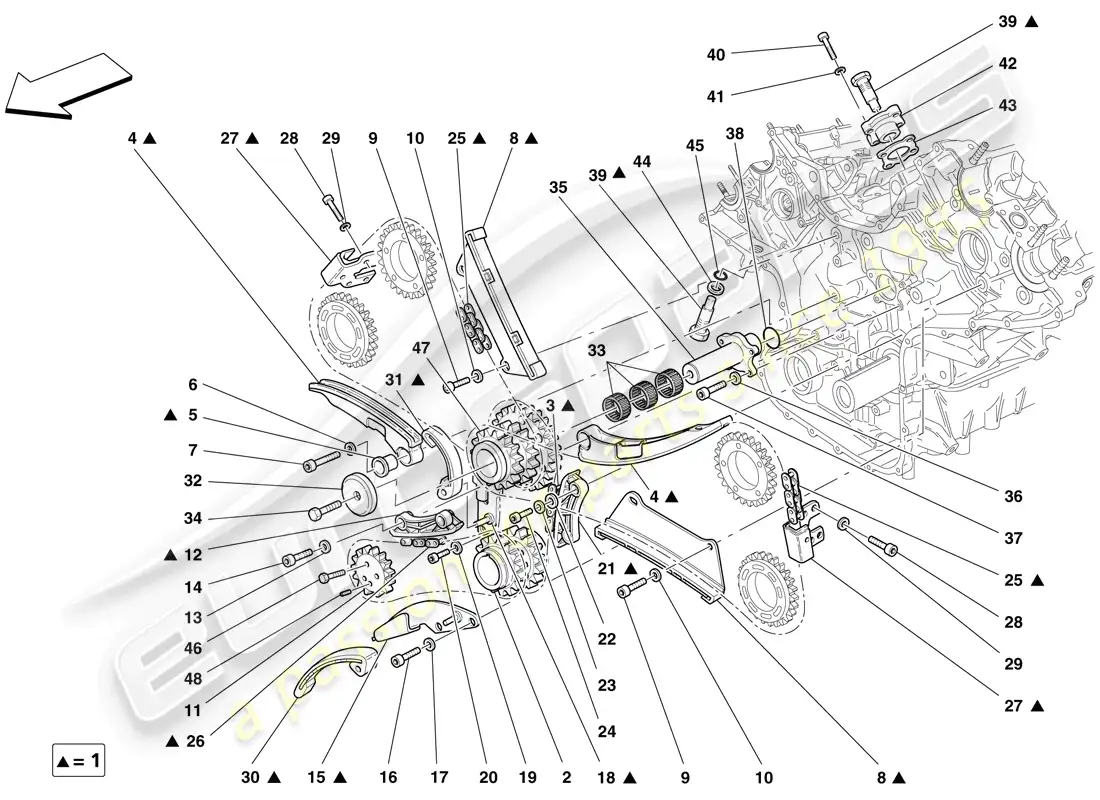 ferrari f430 spider (rhd) timing system - drive parts diagram