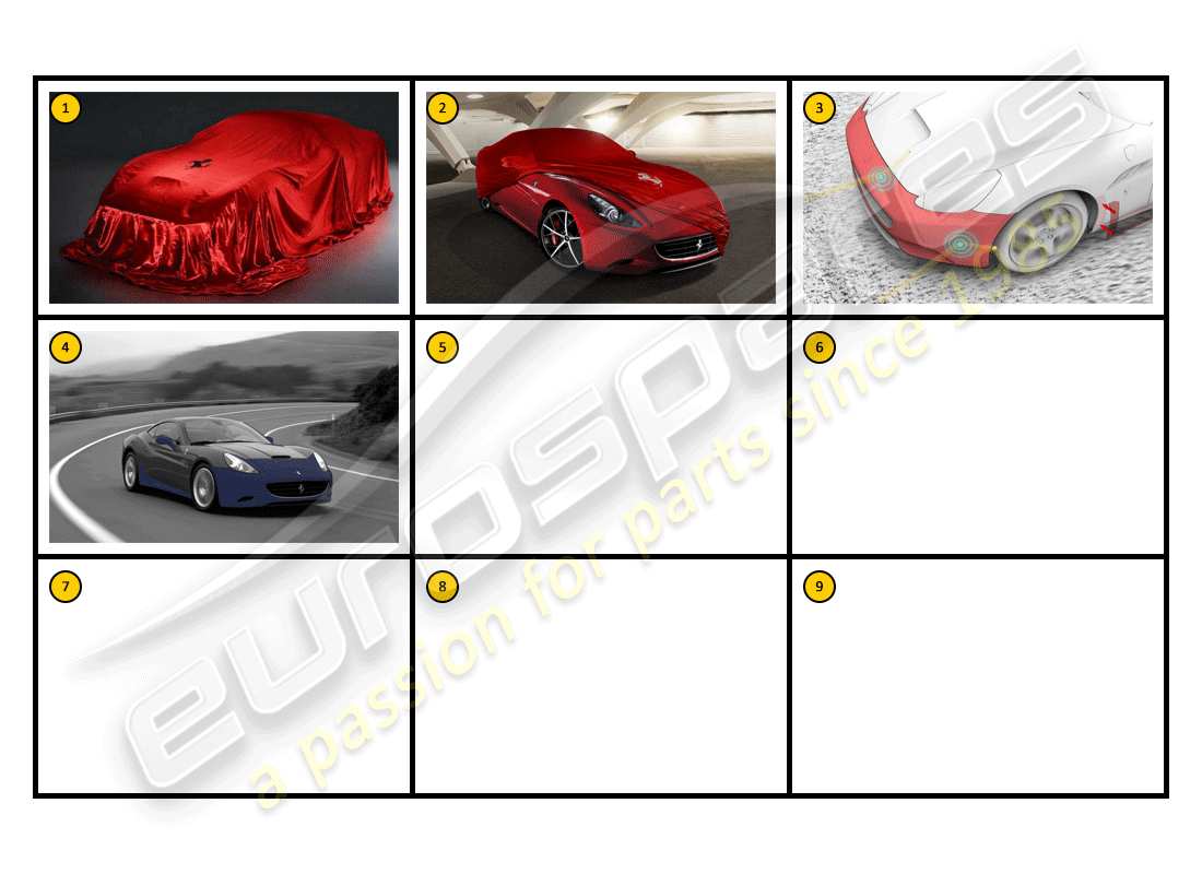 ferrari california (accessories) car care - vehicle protection parts diagram