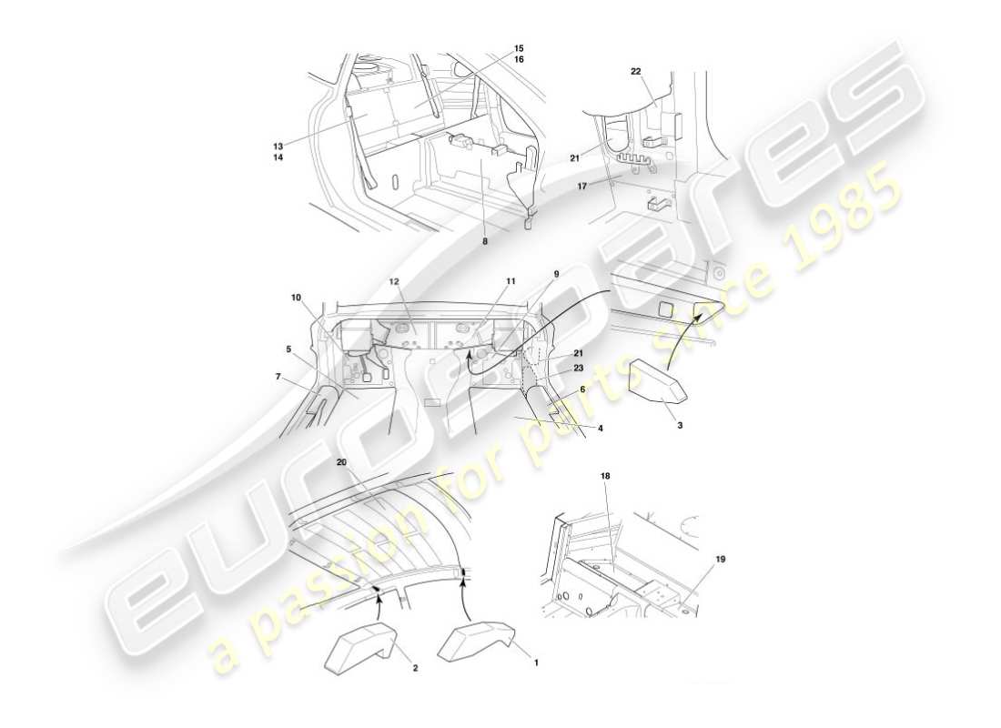 aston martin vanquish (2006) sound deadening part diagram