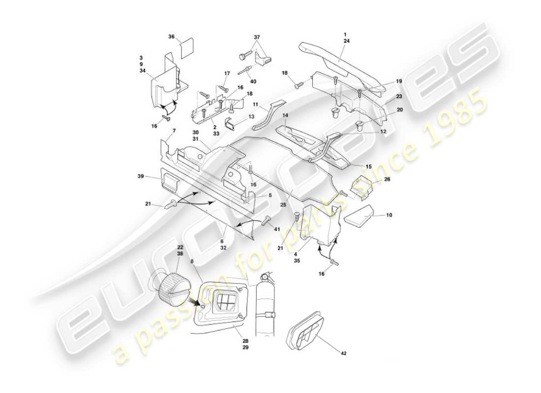 aston martin vanquish (2006) trunk casing & mats part diagram