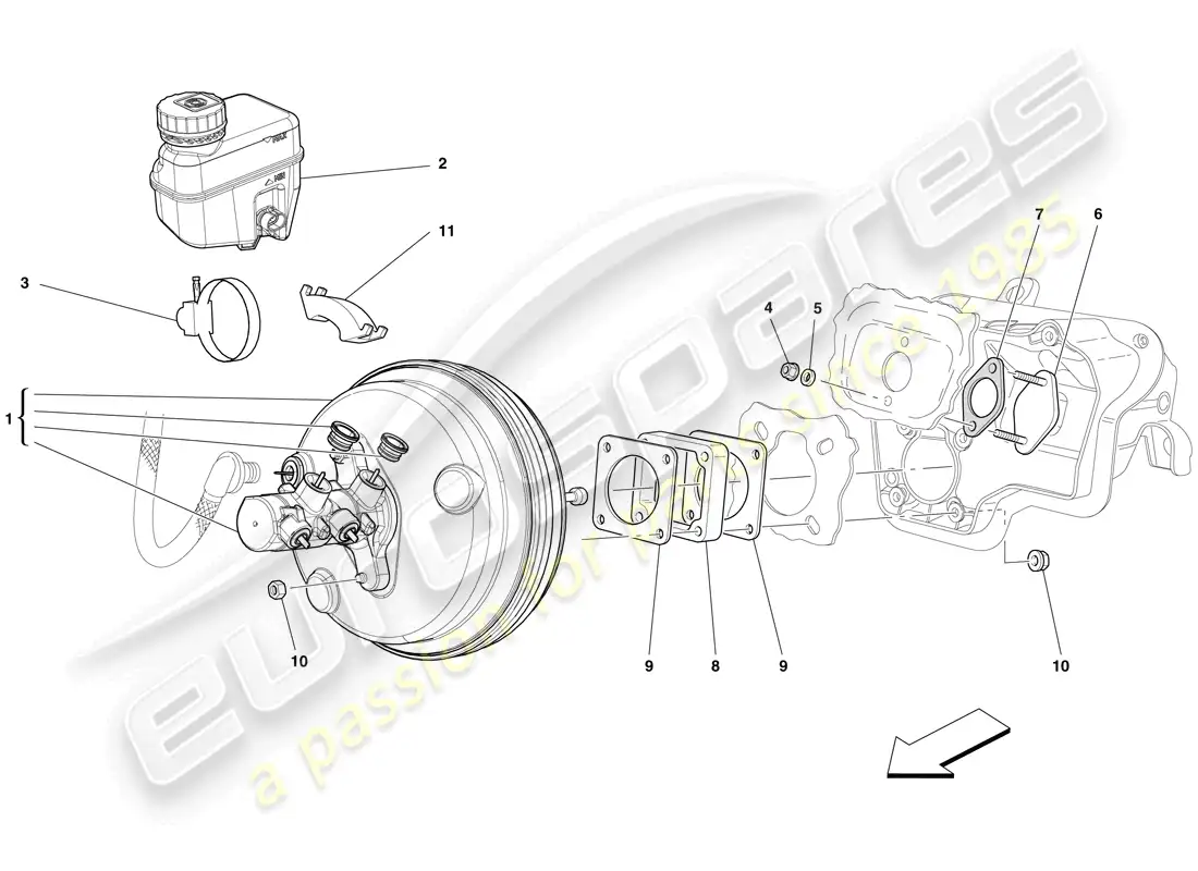 ferrari 599 gto (rhd) hydraulic brake and clutch control parts diagram