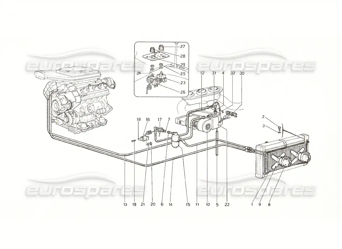 ferrari 308 gt4 dino (1976) air conditioning system (from no. 12180) parts diagram
