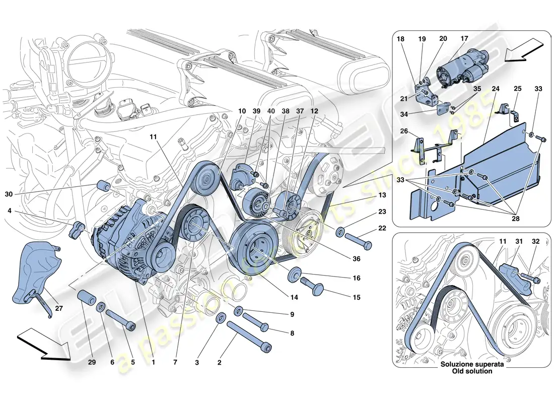 ferrari f12 berlinetta (usa) alternator - starter motor parts diagram