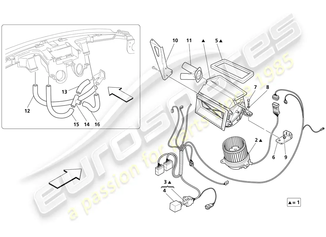 maserati trofeo passengers compartment aerating system - valid for my 2005 part diagram