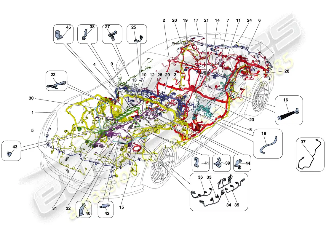 ferrari 812 superfast (rhd) main wiring harnesses parts diagram