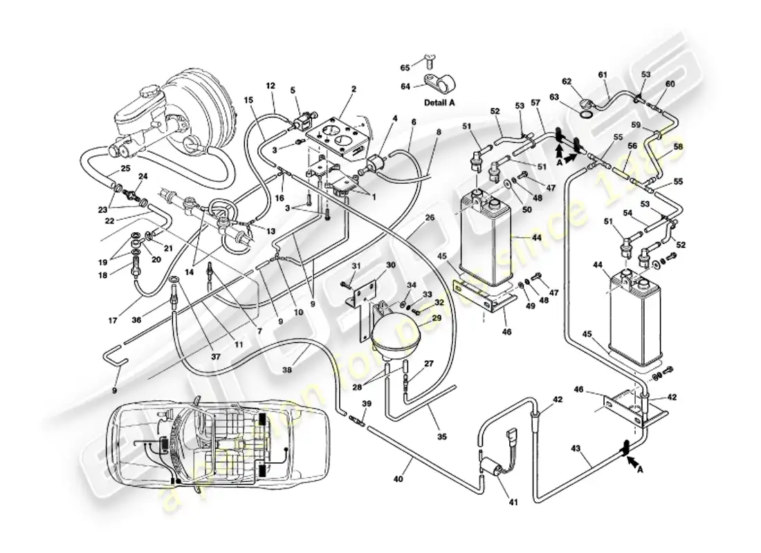 aston martin v8 volante (1999) vacuum system parts diagram