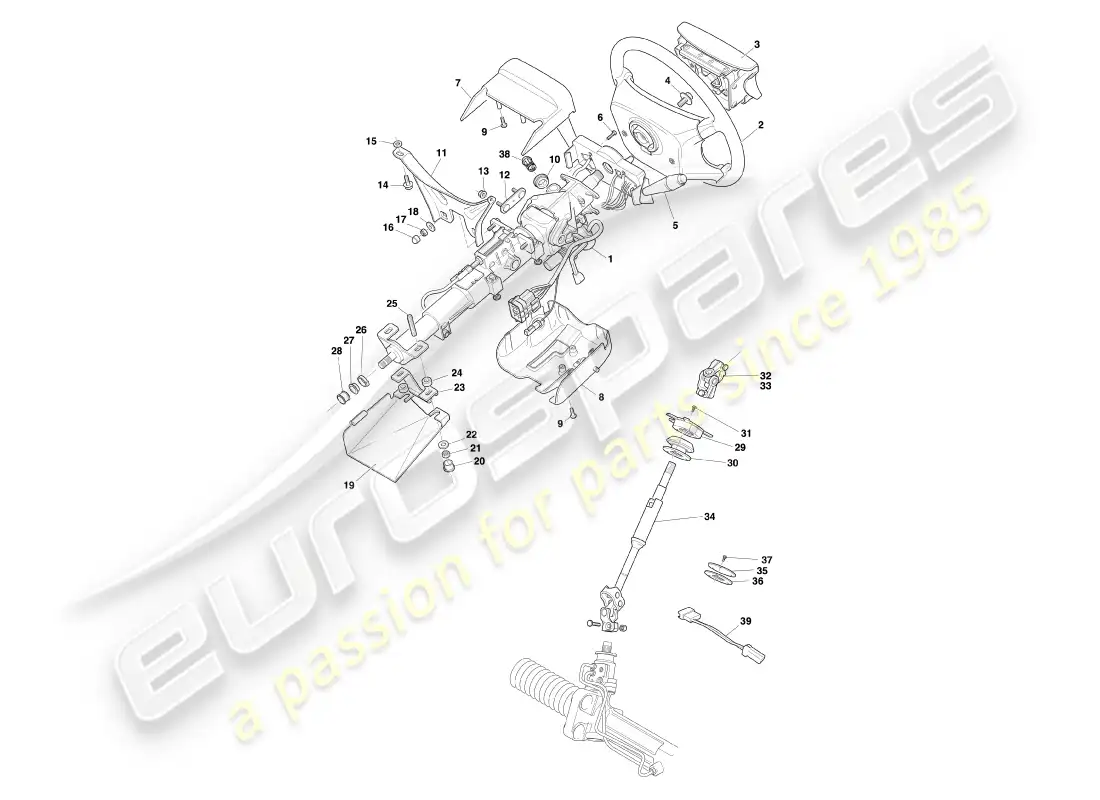 aston martin db7 vantage (1999) steering column part diagram