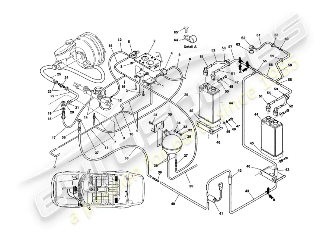 aston martin v8 volante (2000) vacuum system parts diagram