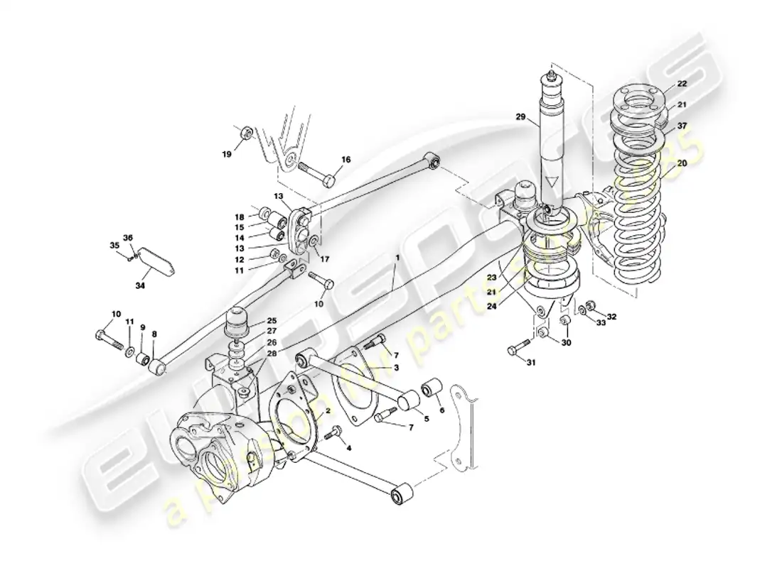 aston martin v8 volante (2000) rear suspension parts diagram