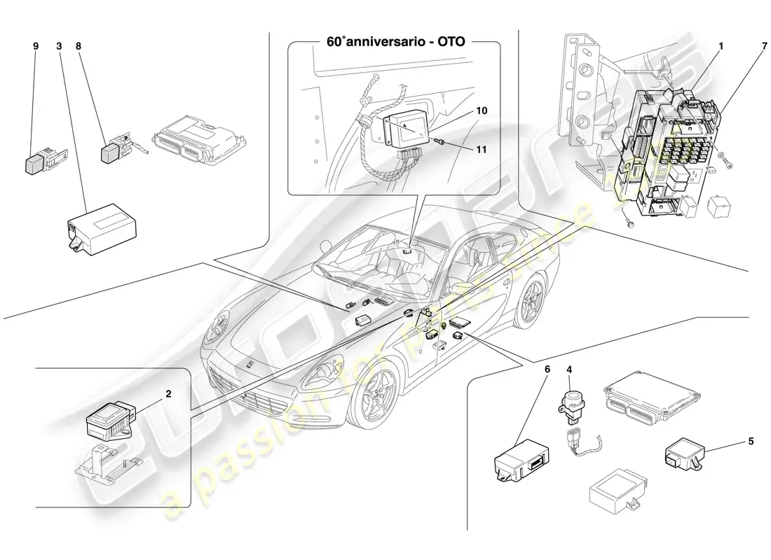 ferrari 612 scaglietti (europe) passenger compartment ecus parts diagram