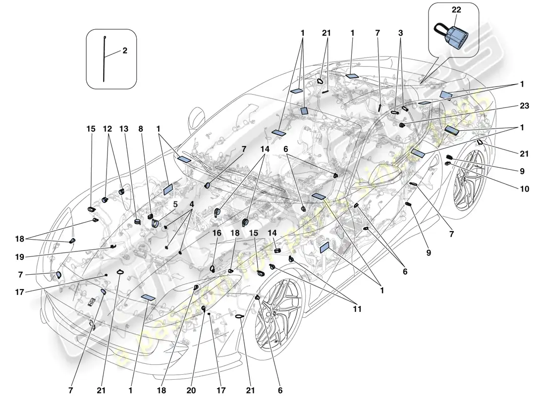 ferrari 812 superfast (rhd) various fastenings for the electrical system parts diagram