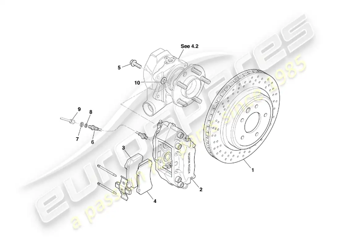 aston martin db7 vantage (1999) rear brakes part diagram
