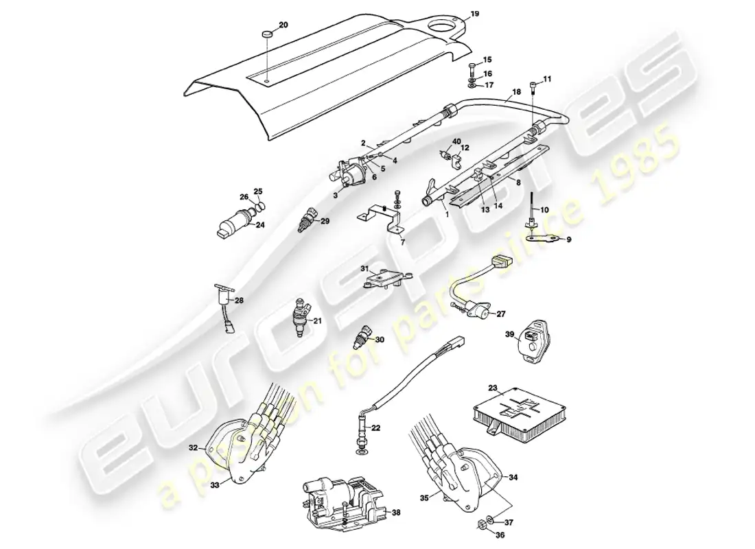 aston martin v8 volante (2000) electronic fuel injection parts diagram