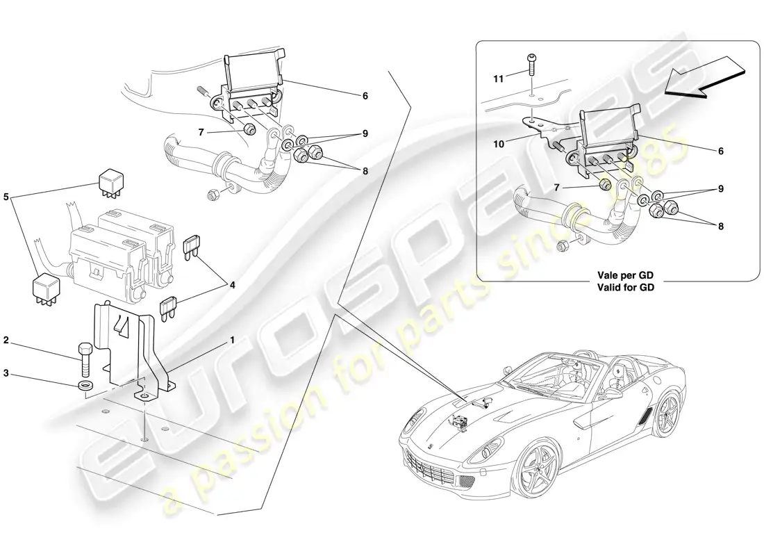 ferrari 599 sa aperta (usa) engine compartment ecus parts diagram