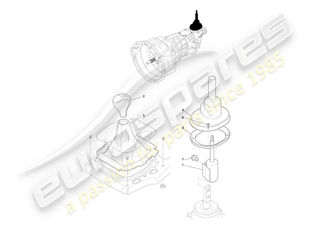 aston martin db7 vantage (1999) manual gearbox & gar selector assy part diagram