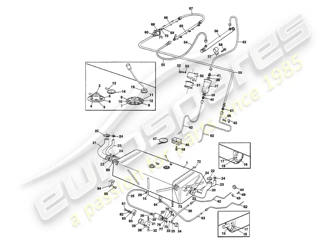 aston martin v8 volante (2000) fuel system parts diagram