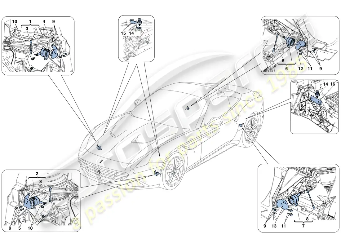 ferrari california t (usa) electronic management (suspension) parts diagram