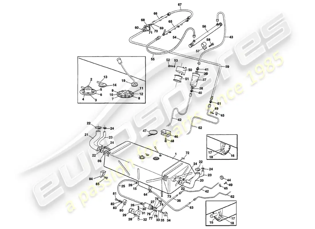 aston martin v8 volante (1999) fuel system parts diagram