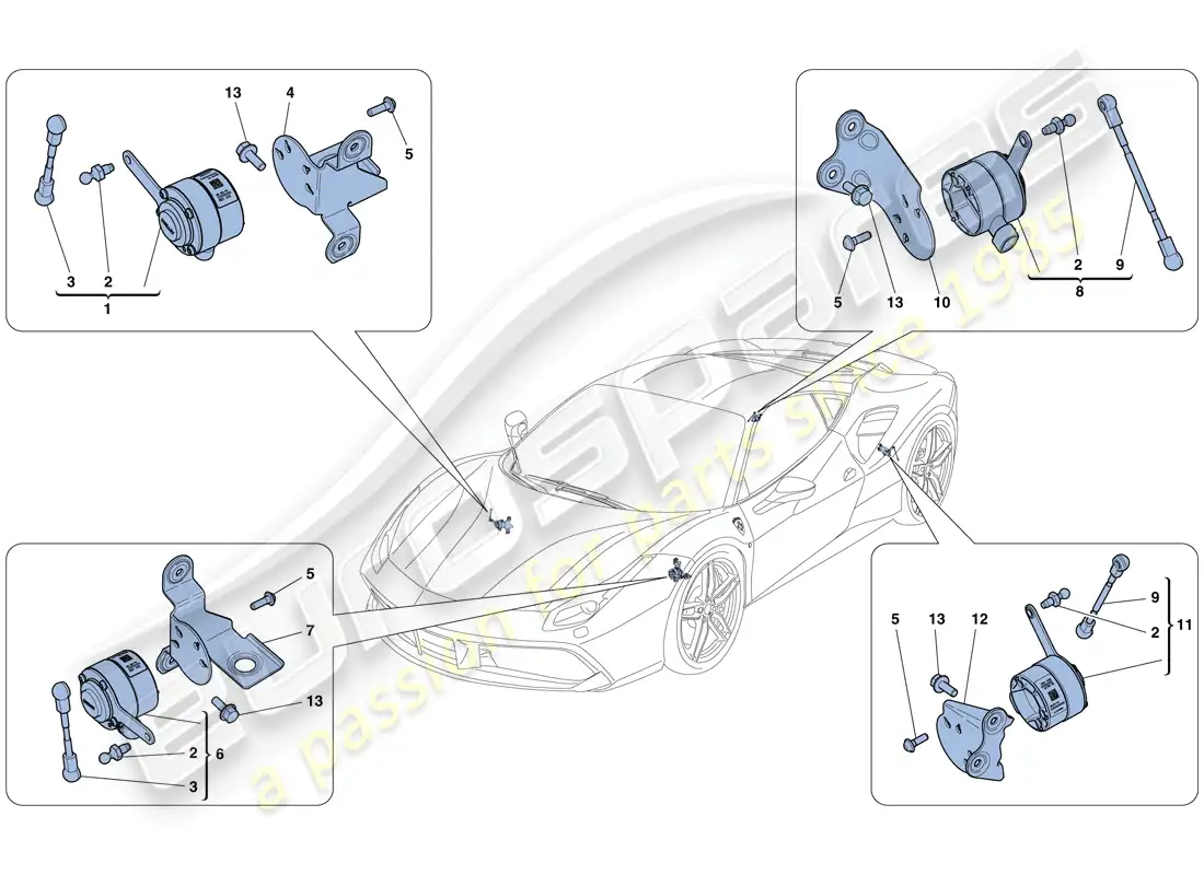 ferrari 488 gtb (rhd) electronic management (suspension) parts diagram