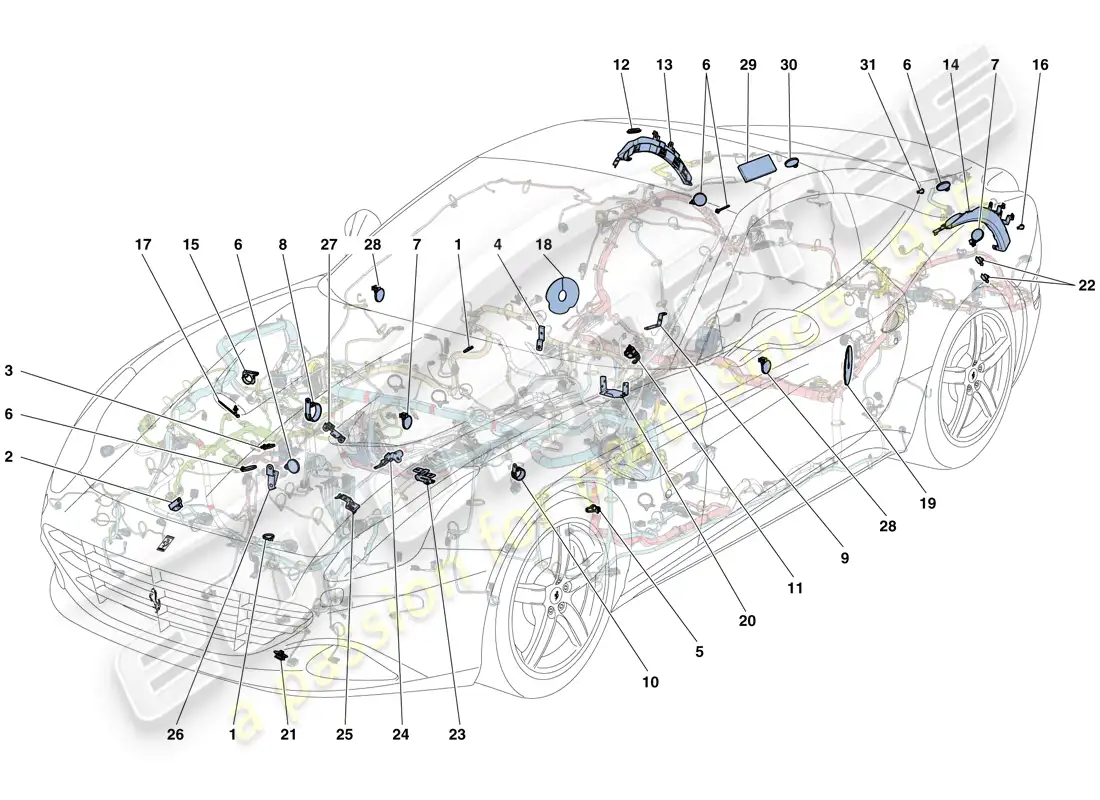 ferrari california t (usa) various fastenings for the electrical system parts diagram