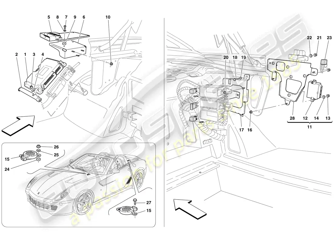 ferrari 599 sa aperta (usa) luggage compartment ecus parts diagram